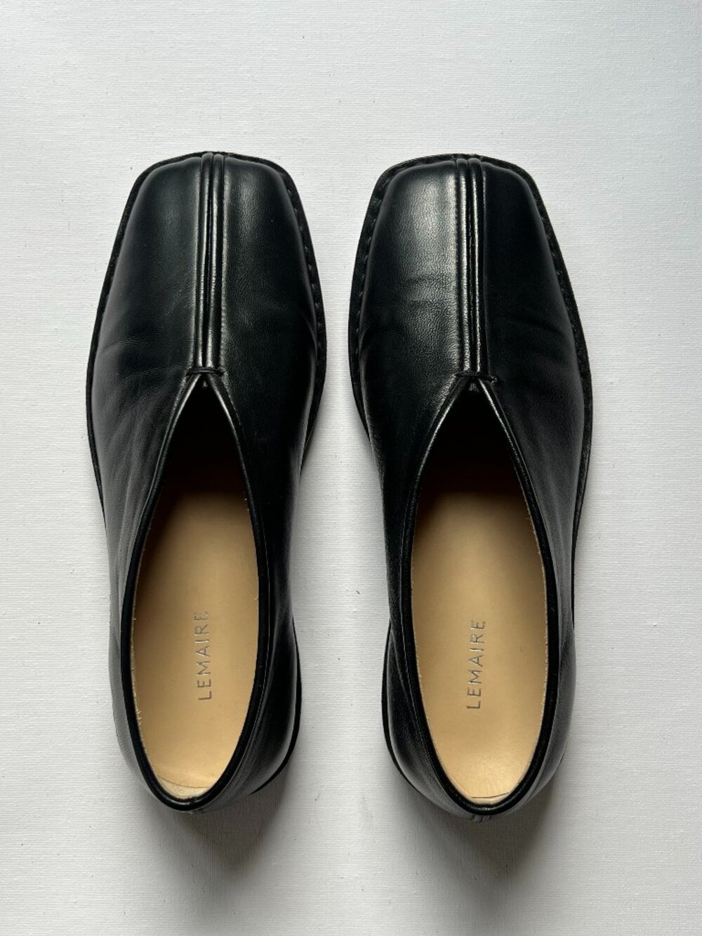 Lemaire square-toe leather loafers, Black size 37